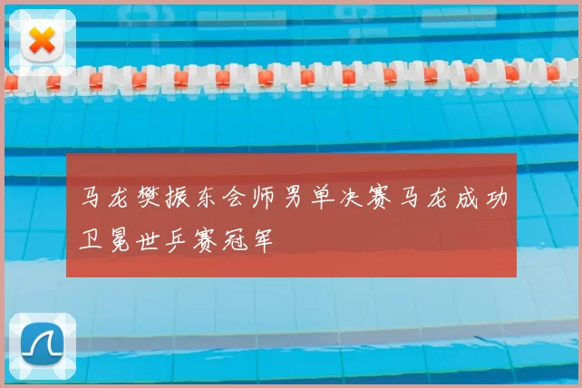 马龙樊振东会师男单决赛马龙成功卫冕世乒赛冠军